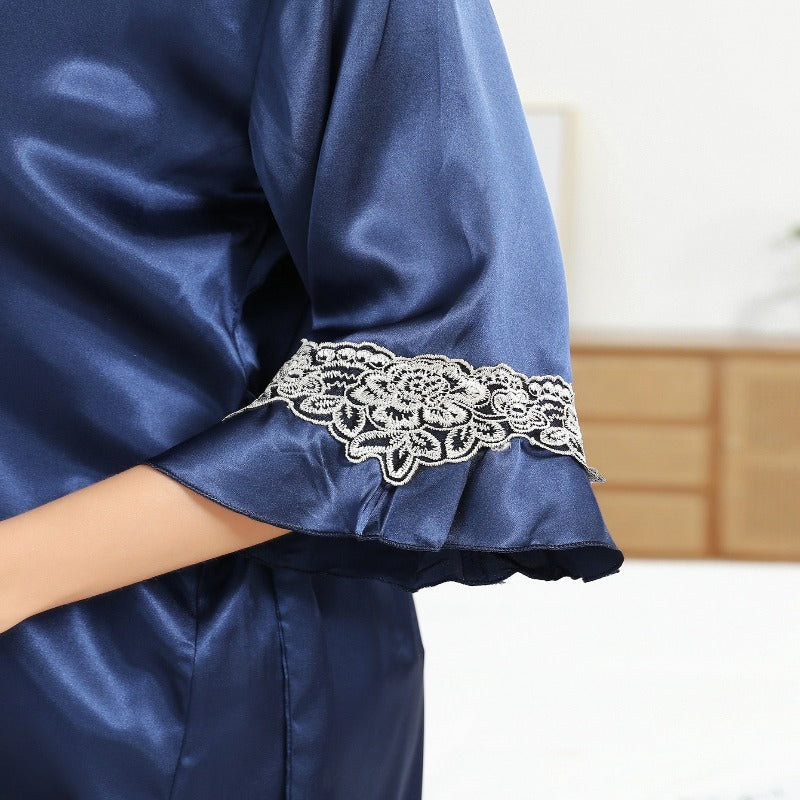 3 Piece Pajama Set Satin Sleepwear Shorts-Original Pajamas