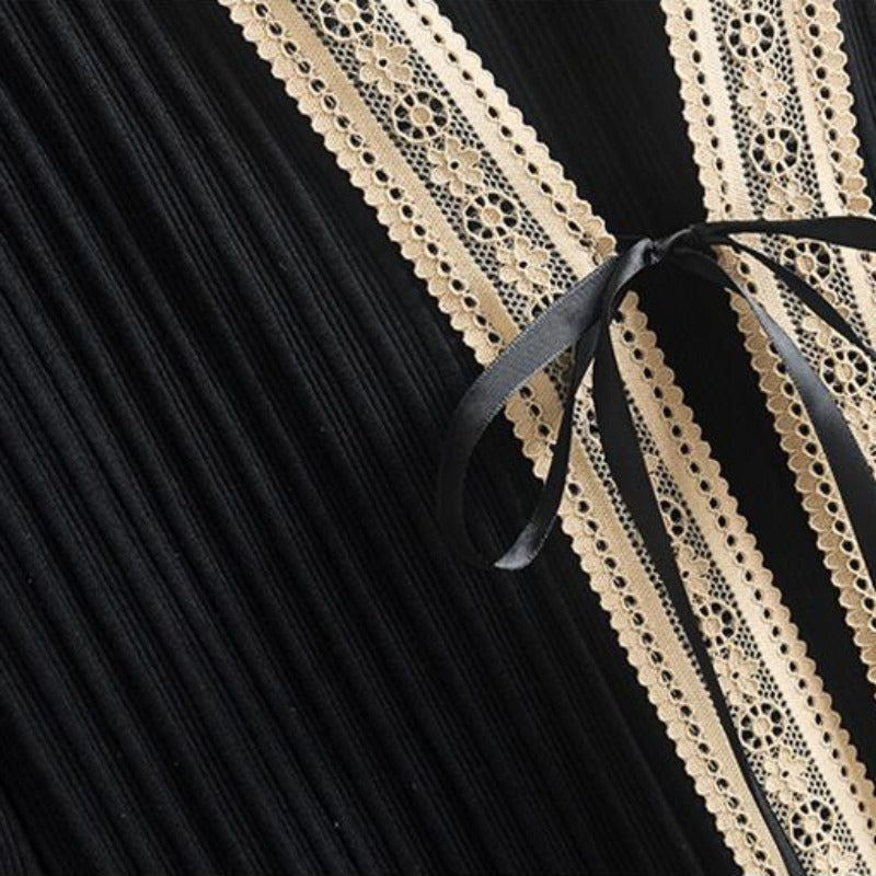 Lace Patchwork 3 Piece Cotton Sleepwear Robe Set-Original Pajamas