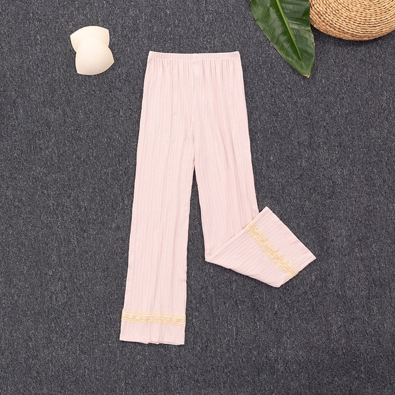 Lace Cotton 3 Piece Pajama Suit Patchwork Sleepwear-Original Pajamas