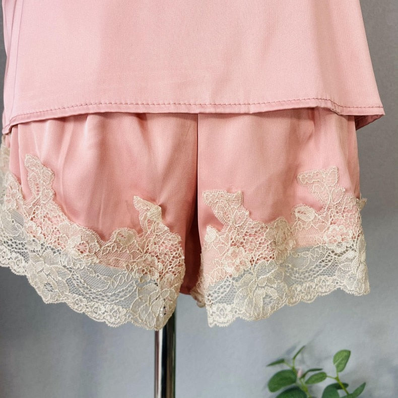 3 Piece Pj Set Womens Kimono Gown Satin Bathrobe-Original Pajamas