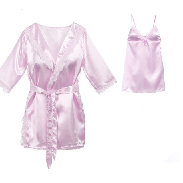 3 Piece Babydoll Nightdress Sets Women Sleepwear Solid Colors-Original Pajamas