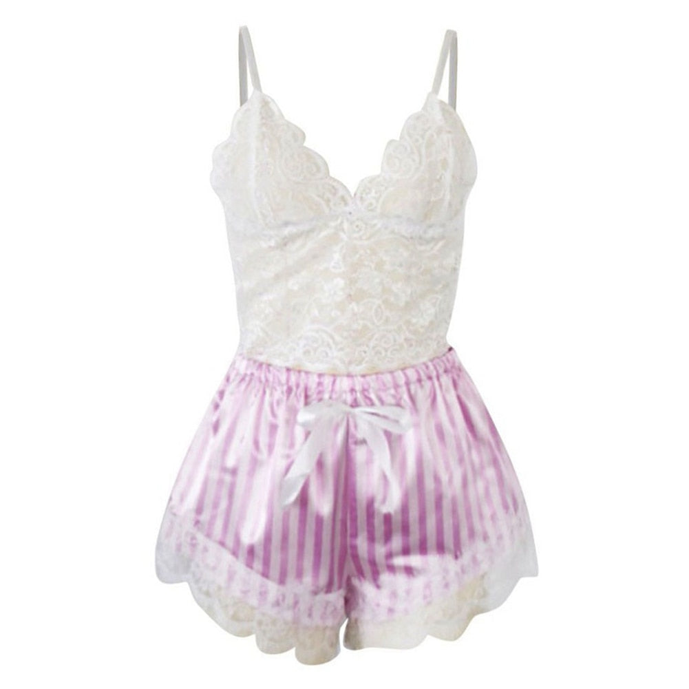 3 Piece Pajamas For Women Satin Lace Robe Sets-Original Pajamas