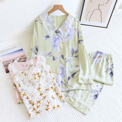 Long-Sleeved 2 Piece Pajamas Set For Women-Original Pajamas