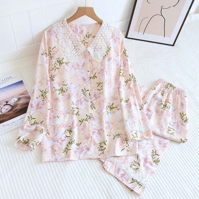Long-Sleeved 2 Piece Pajamas Set For Women-Original Pajamas