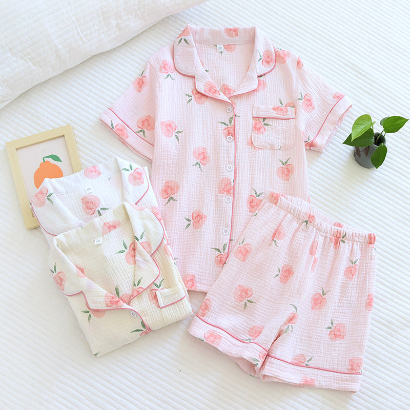 Japanese Ladies Pajamas Short Sleeves 2 Piece Set-Original Pajamas