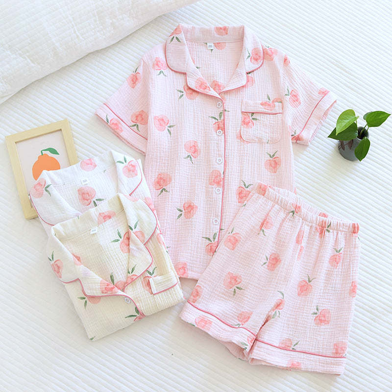 Japanese Ladies Pajamas Short Sleeves 2 Piece Set-Original Pajamas