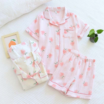 Japanese Ladies Pajamas Short Sleeves 2 Piece Set-Original Pajamas