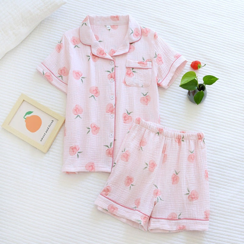 Japanese Ladies Pajamas Short Sleeves 2 Piece Set-Original Pajamas