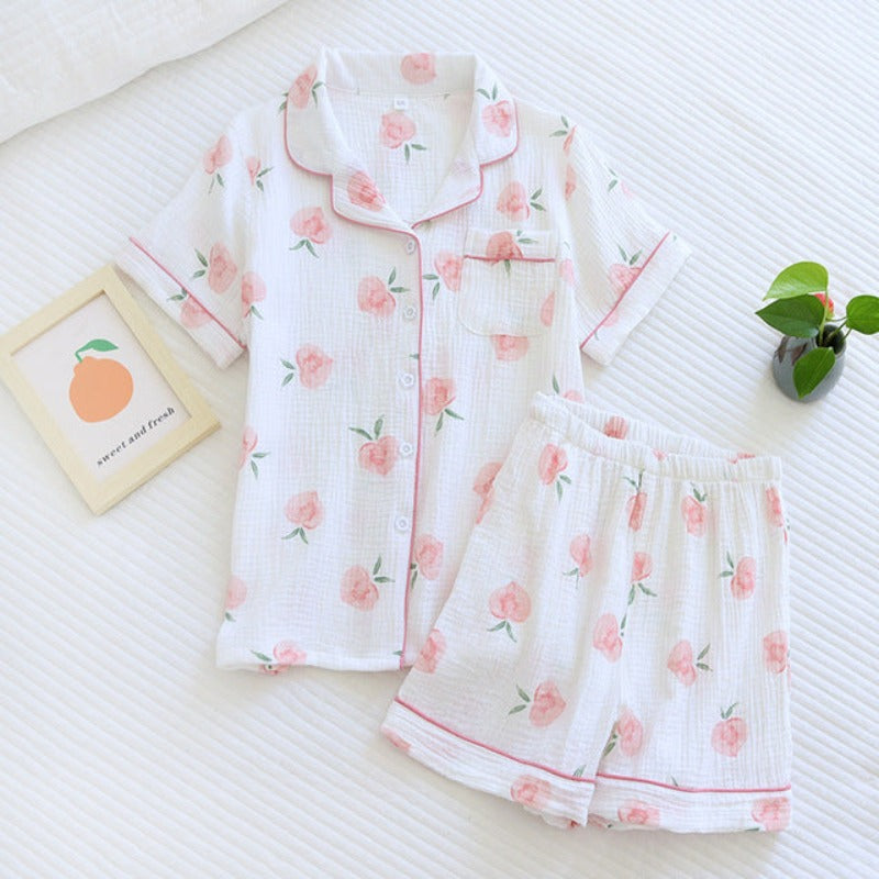 Japanese Ladies Pajamas Short Sleeves 2 Piece Set-Original Pajamas