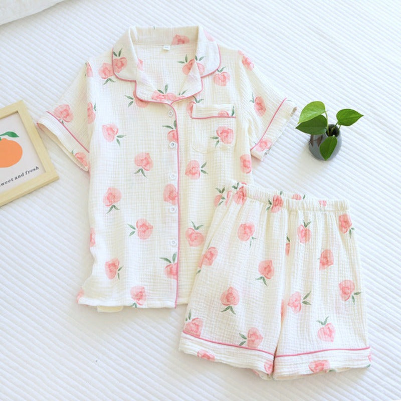 Japanese Ladies Pajamas Short Sleeves 2 Piece Set-Original Pajamas