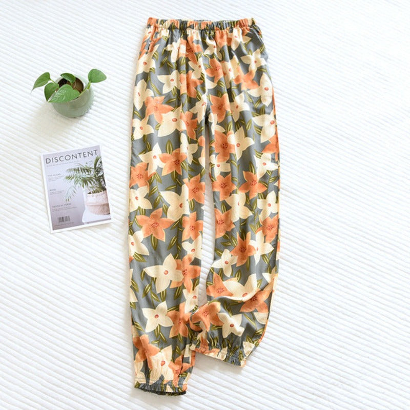 Flowers Comfortable Loose Pajama Pants-Original Pajamas