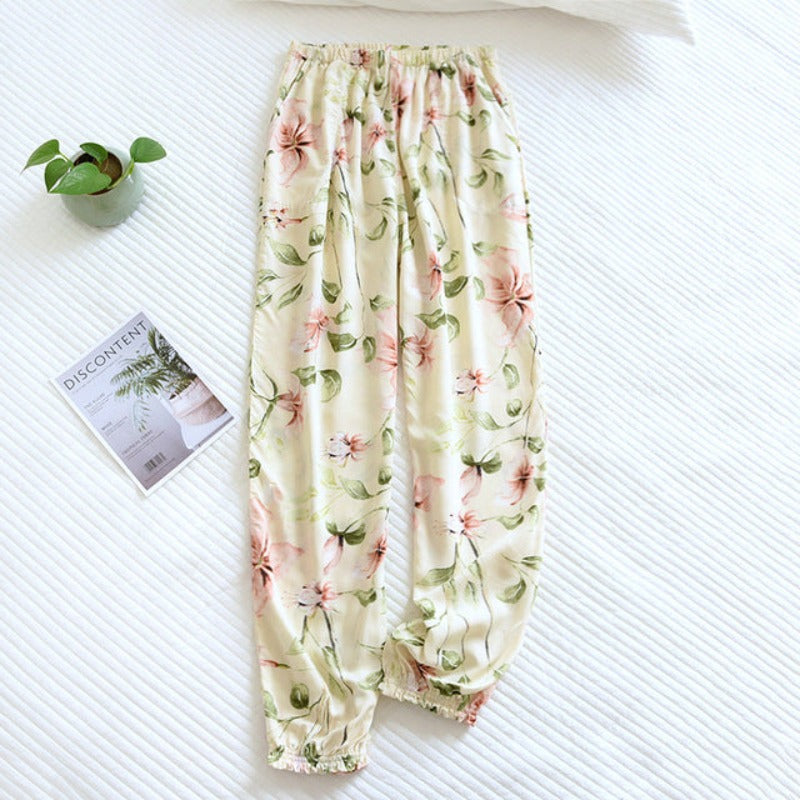Flowers Comfortable Loose Pajama Pants-Original Pajamas
