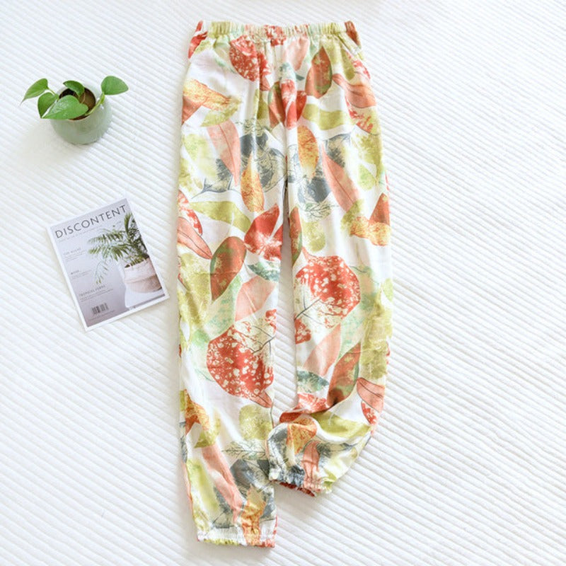 Flowers Comfortable Loose Pajama Pants-Original Pajamas