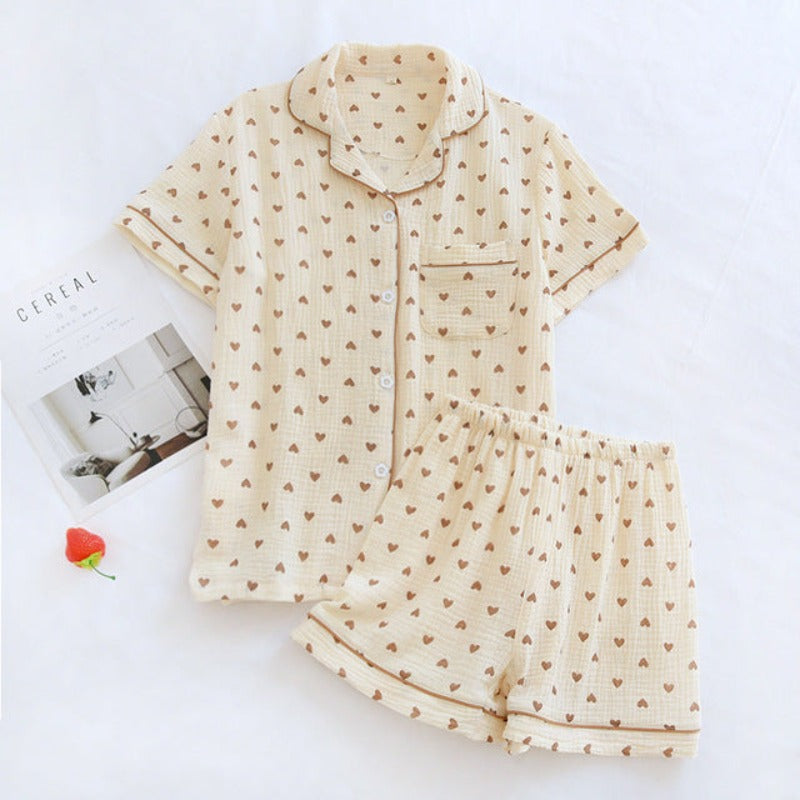 Short-Sleeved Heart Summer Nightwear For Women-Original Pajamas