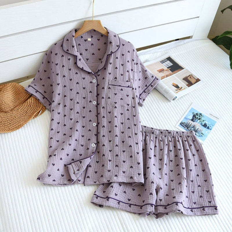 Short-Sleeved Heart Summer Nightwear For Women-Original Pajamas