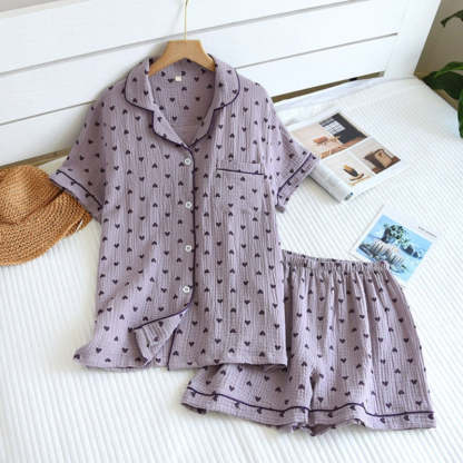 Short-Sleeved Heart Summer Nightwear For Women-Original Pajamas