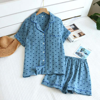 Short-Sleeved Heart Summer Nightwear For Women-Original Pajamas
