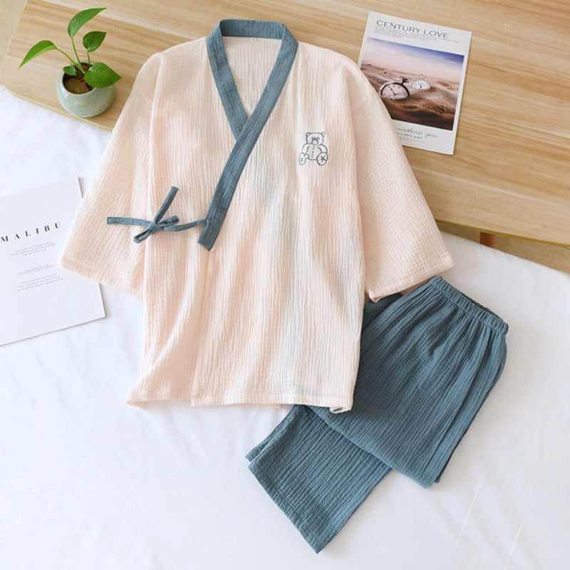 Japanese Style Cotton Nightwear 2 Piece Set-Original Pajamas