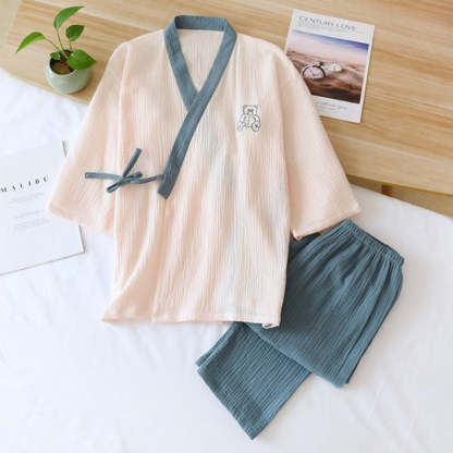 Japanese Style Cotton Nightwear 2 Piece Set-Original Pajamas