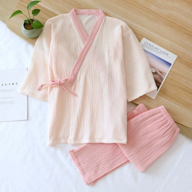 Japanese Style Cotton Nightwear 2 Piece Set-Original Pajamas