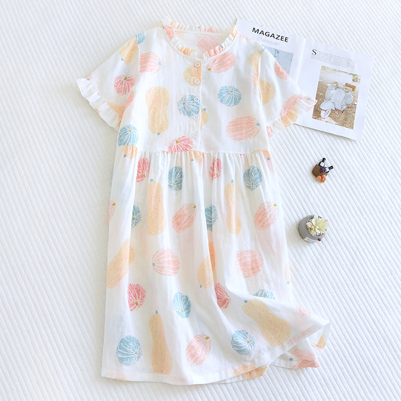 Summer Cotton Light Colored Short Dress For Women-Original Pajamas
