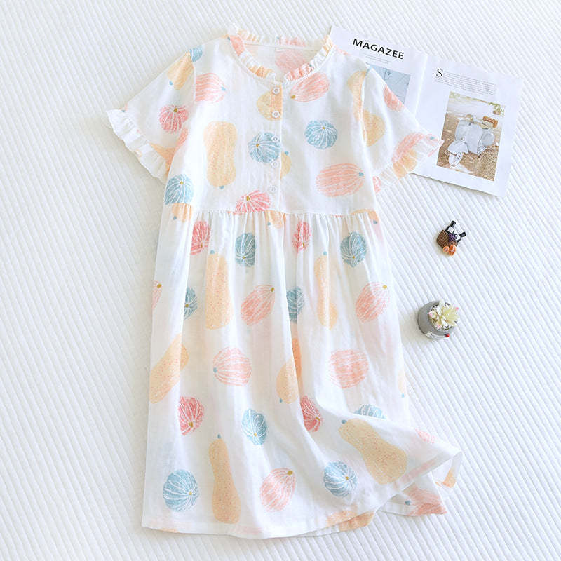 Summer Cotton Light Colored Short Dress For Women-Original Pajamas