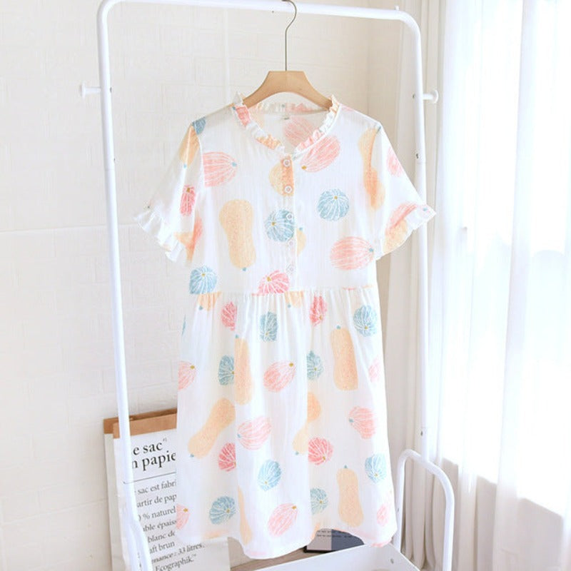 Summer Cotton Light Colored Short Dress For Women-Original Pajamas