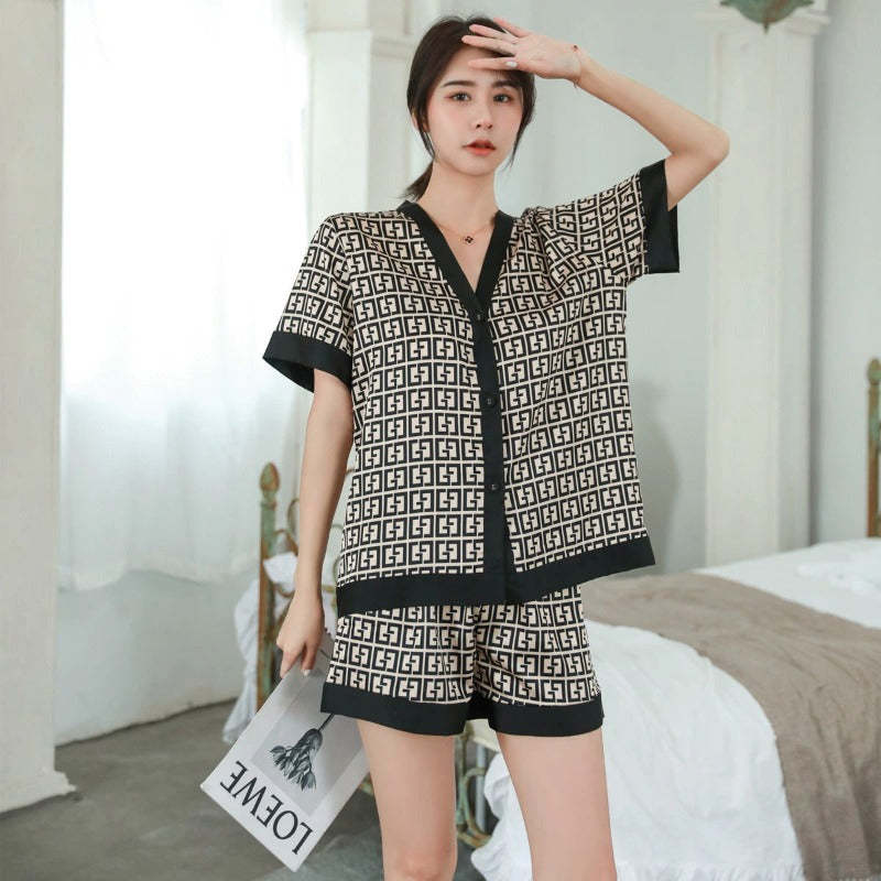 Women's Fashion Cross Letters Print Pajamas Set-Original Pajamas
