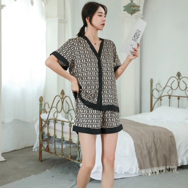 Women's Fashion Cross Letters Print Pajamas Set-Original Pajamas
