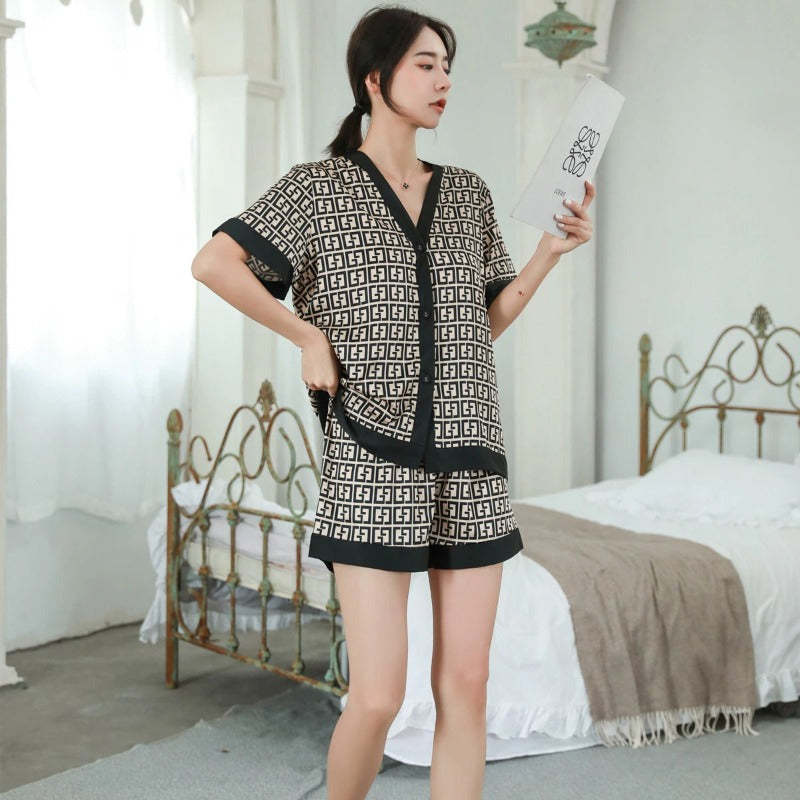 Women's Fashion Cross Letters Print Pajamas Set-Original Pajamas
