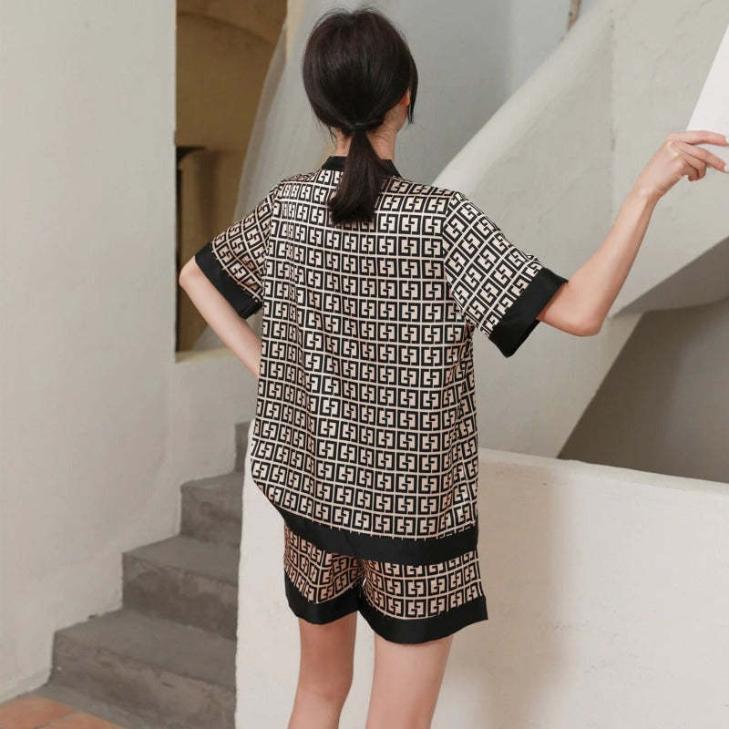 Women's Fashion Cross Letters Print Pajamas Set-Original Pajamas