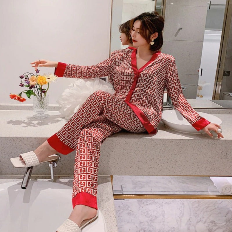 V Neck Printed Nightwear For Women-Original PajamasV Neck Printed Nightwear For Women - Image 9