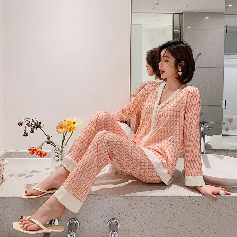 V Neck Printed Nightwear For Women-Original Pajamas