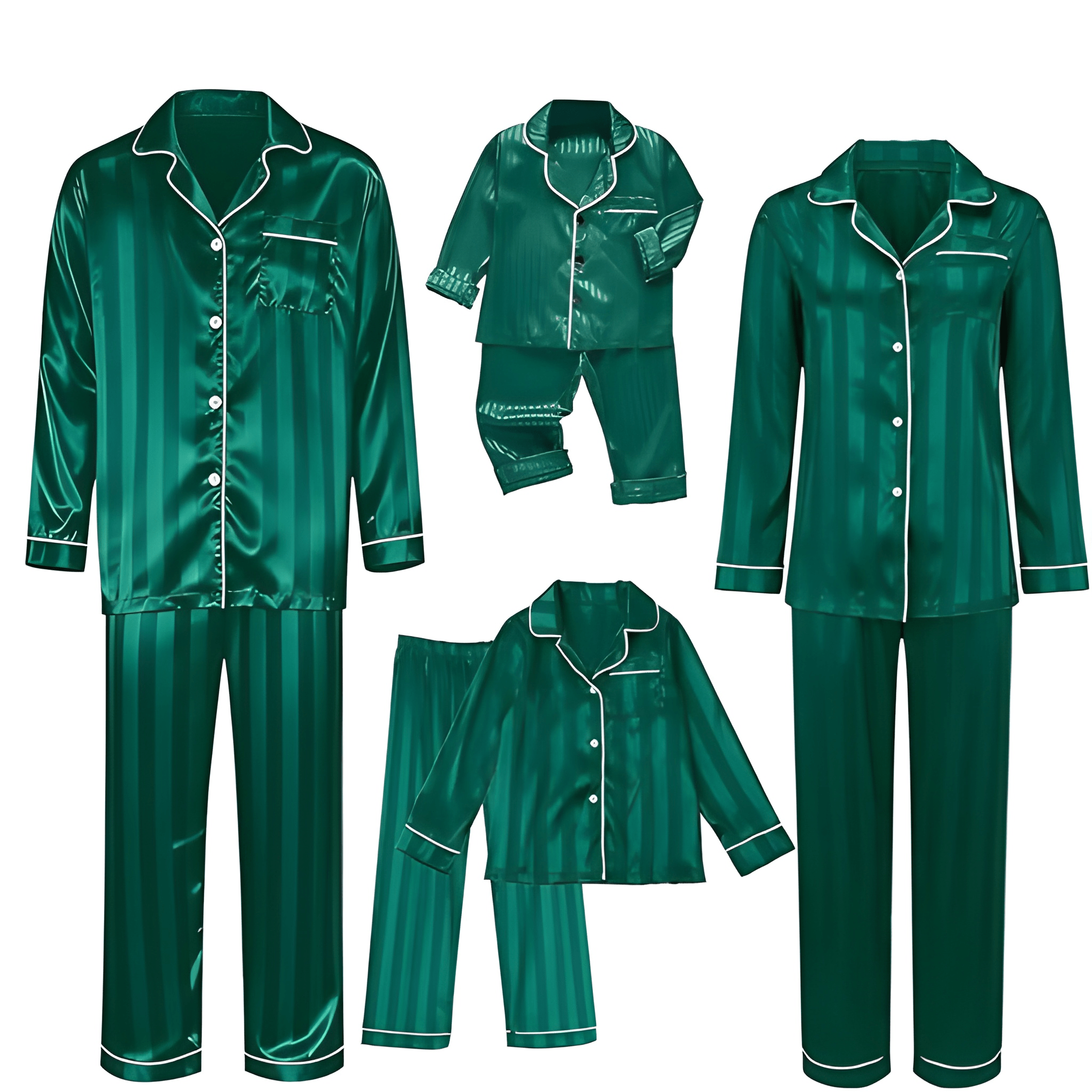 Silk Matching Christmas Pajamas Striped Satin Button Down Set for Family