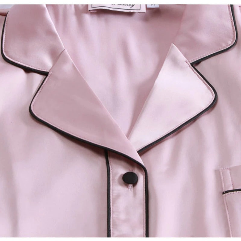 Women Suit Heart Embroidered Pajamas-Original Pajamas