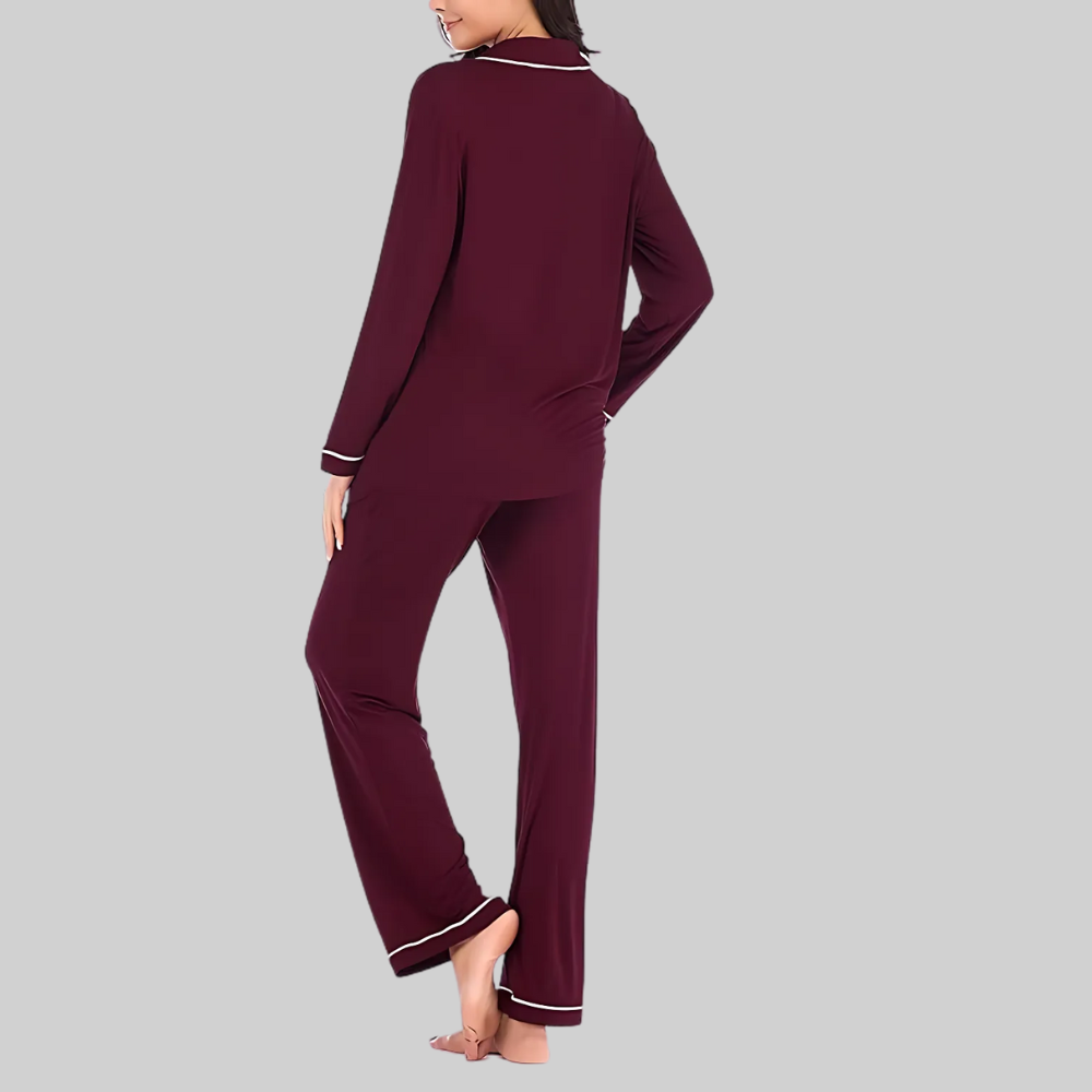 Women Pajama Set Long Sleeve Button Down Soft Sleepwear