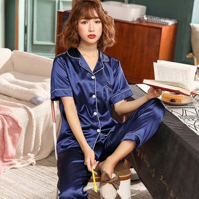 Women's Satin Two Piece Pyjamas Set-Original Pajamas