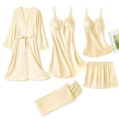 Women's 5 Piece Satin Pajamas Set-Original Pajamas