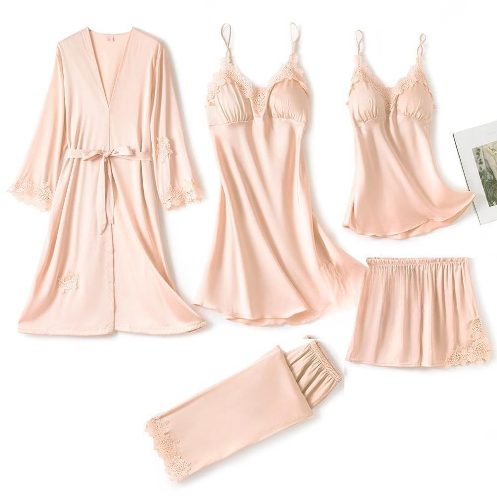 Women's 5 Piece Satin Pajamas Set-Original Pajamas