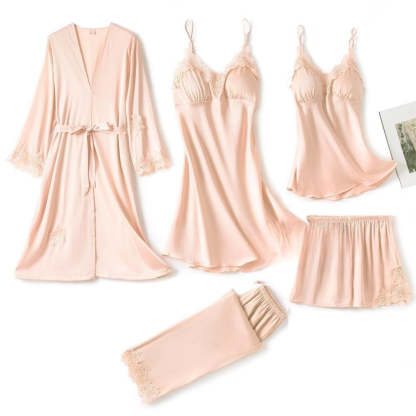 Women's 5 Piece Satin Pajamas Set-Original Pajamas