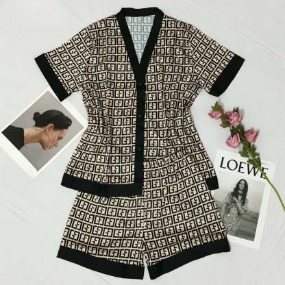 Women's Fashion Cross Letters Print Pajamas Set-Original Pajamas