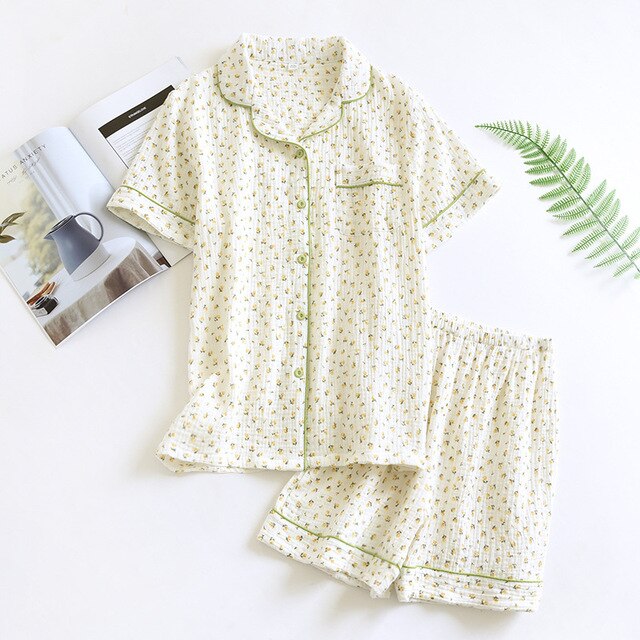 Women's Short Sleeve Cotton Crepe 2 Piece Pajama Set-Original Pajamas