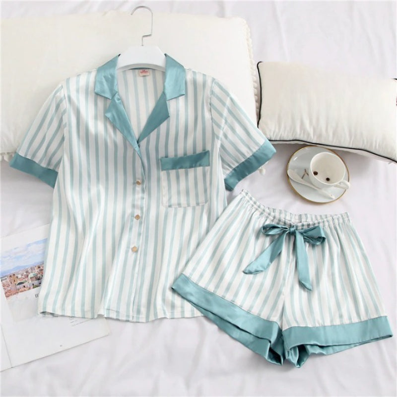 Women Suit Heart Embroidered Pajamas-Original Pajamas