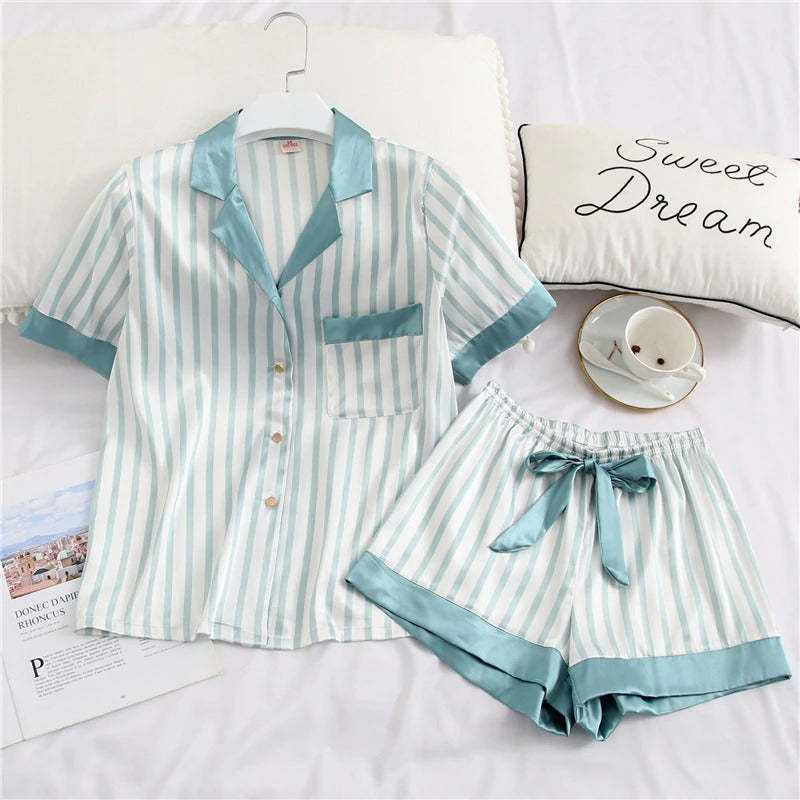 Women's Embroidered Silk Pajamas Set-Original Pajamas