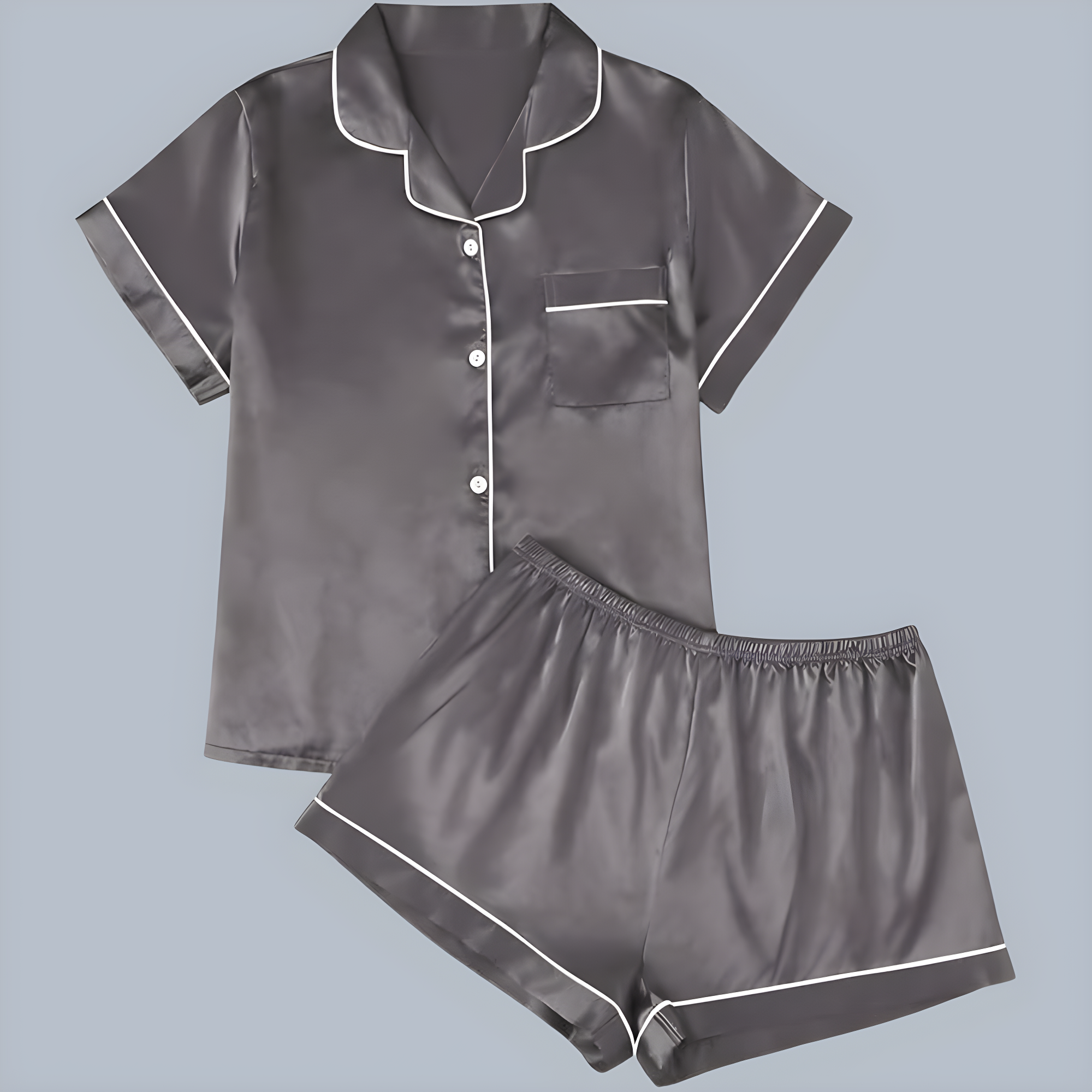 2 Pieces Women Silk Satin Pajama Set