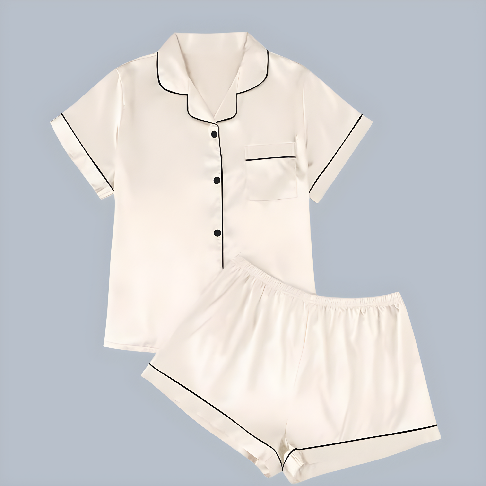 2 Pieces Women Silk Satin Pajama Set