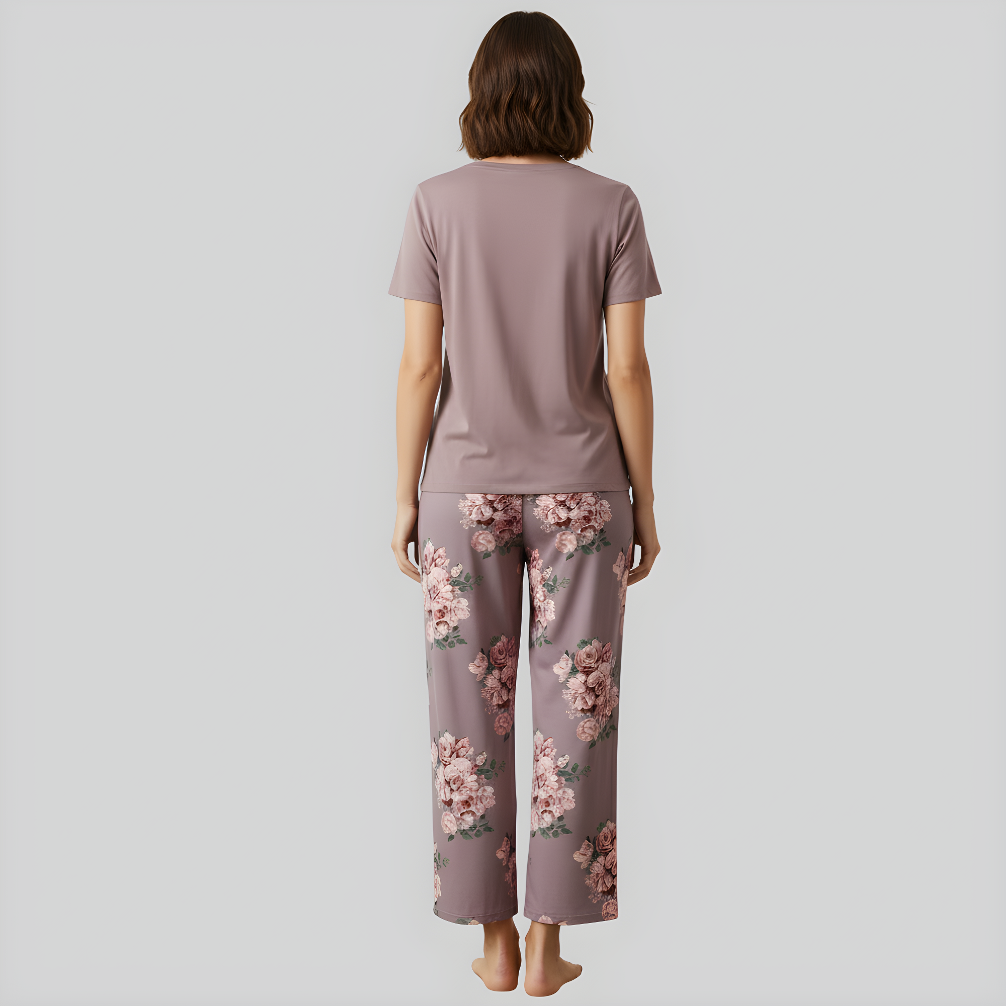 V Shape Sleepwear Top And Capri Pajama Lounge Sets