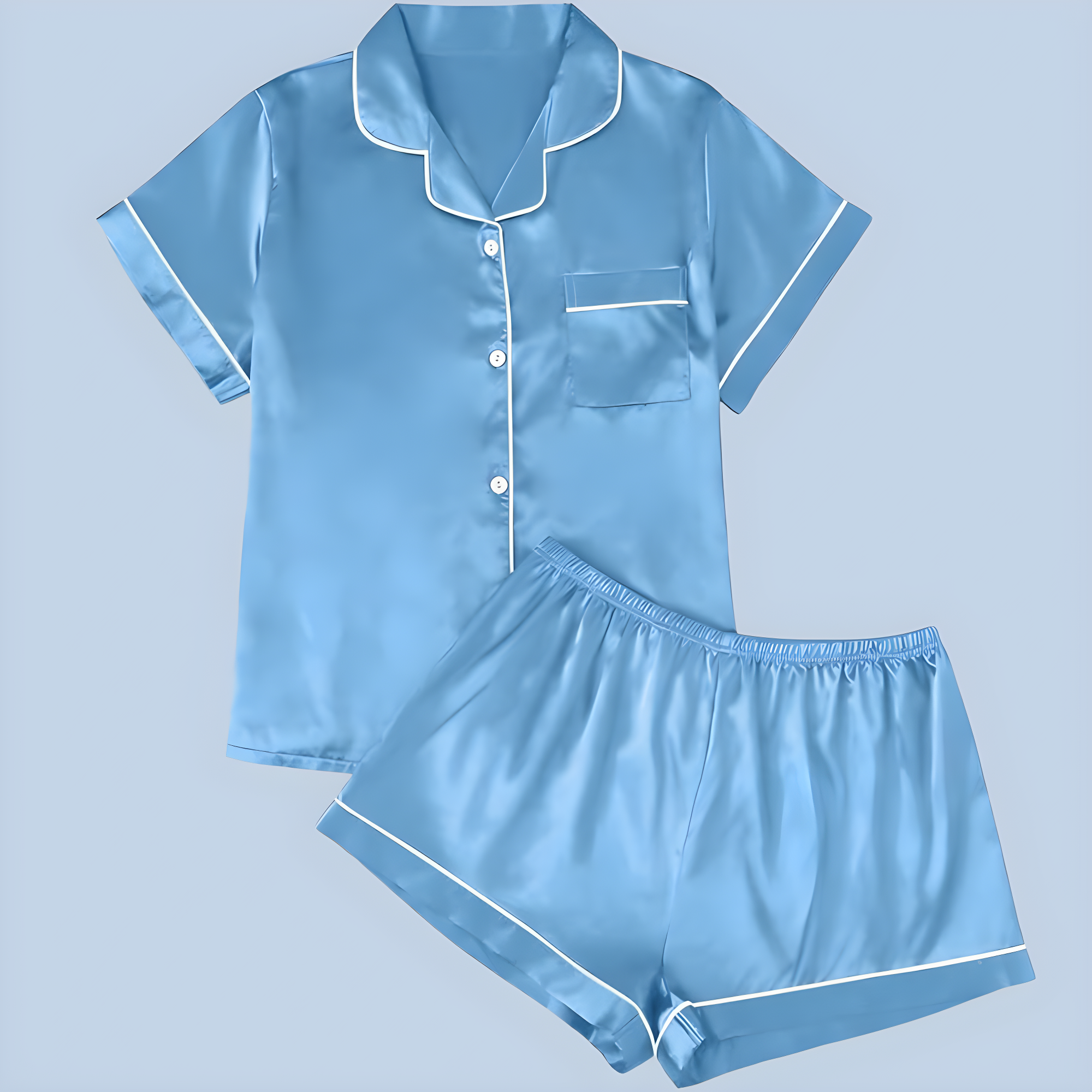 2 Pieces Women Silk Satin Pajama Set