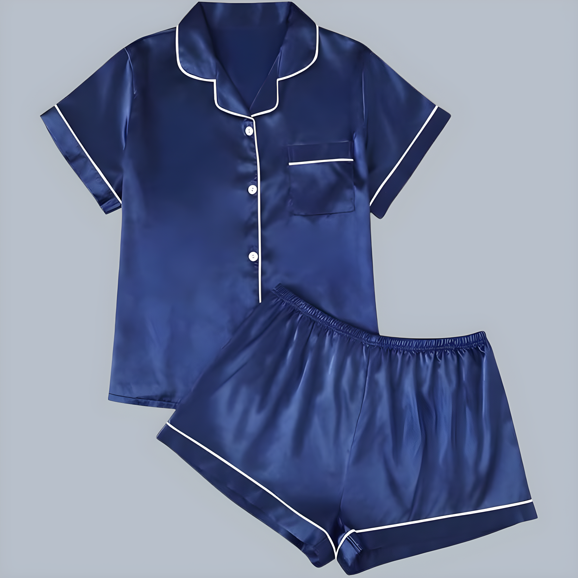 2 Pieces Women Silk Satin Pajama Set