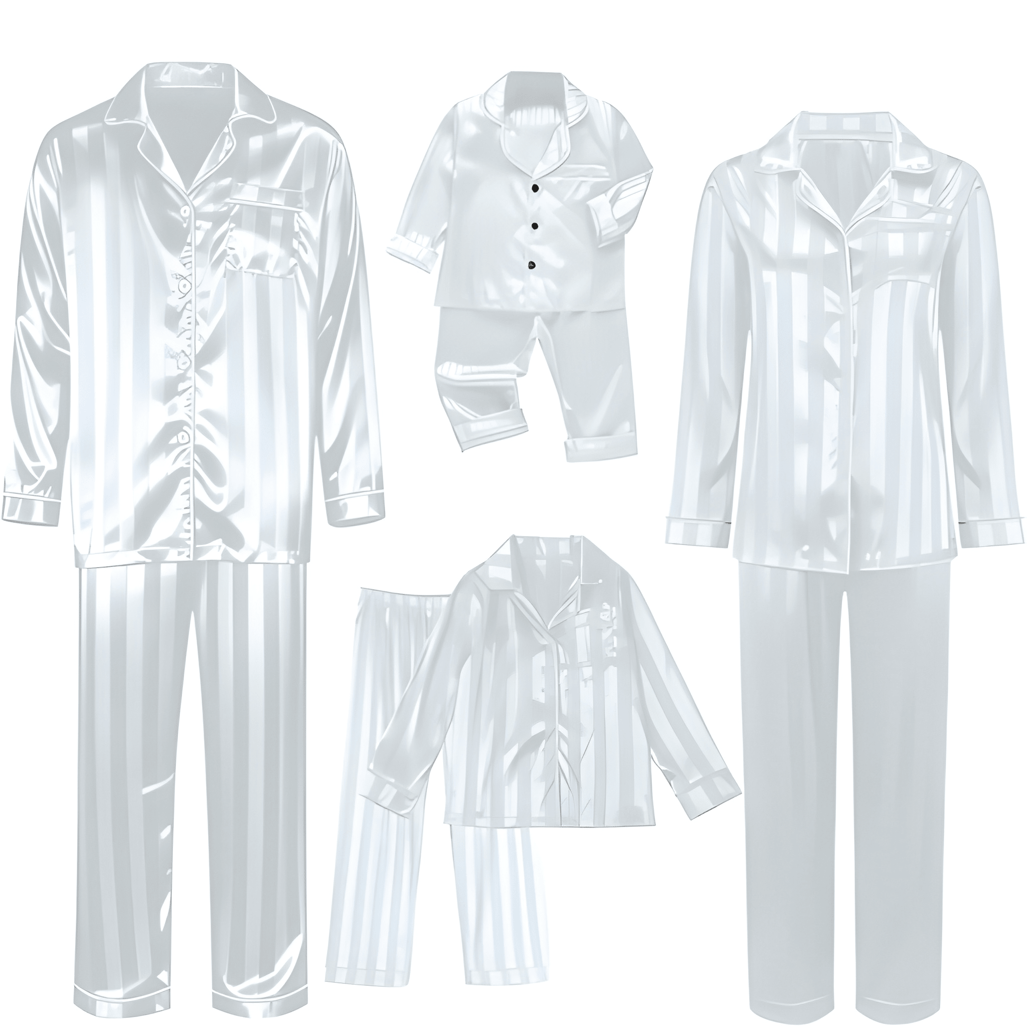 Silk Matching Christmas Pajamas Striped Satin Button Down Set for Family